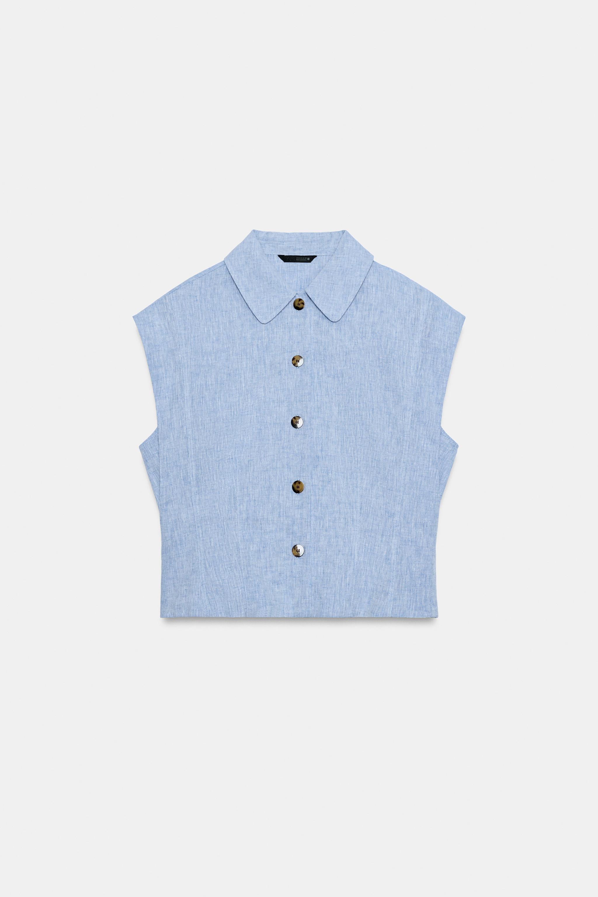 LINEN BLEND SLEEVELESS SHIRT